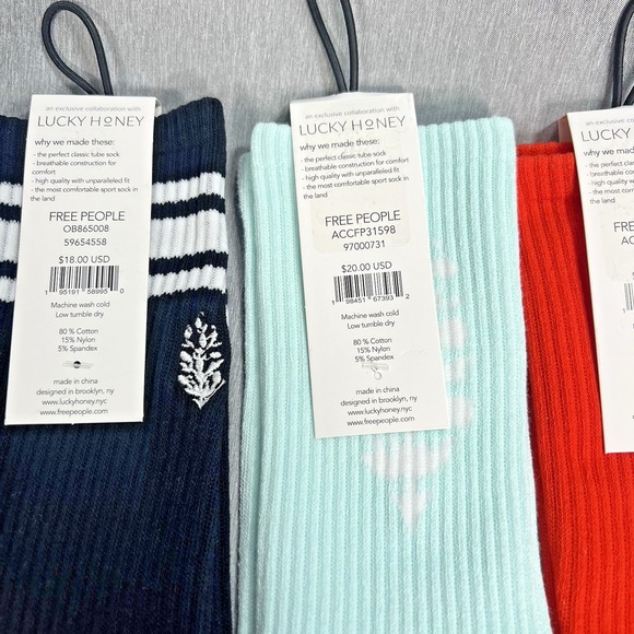 4 pair Free People FP Movement Last Lap Tube Socks Lucky Honey women's NWT $78 - Picture 5 of 11